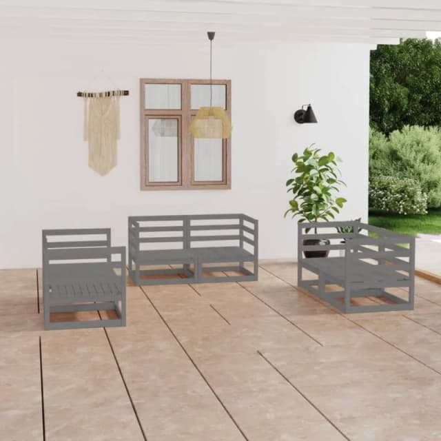 VIDAXL 6 Piece Garden Lounge Set Grey Solid Pinewood Vidaxl 8720286465448