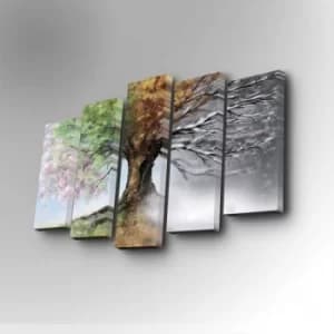 5PUC-042 Multicolor Decorative Canvas Painting (5 Pieces)