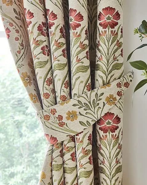 JD Williams Vermont Chenille Jacquard Tiebacks Cream/Terracotta MN06802