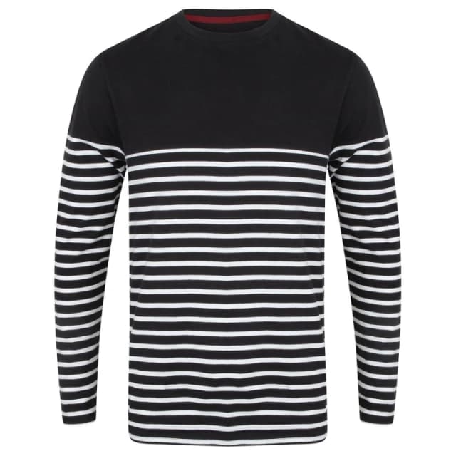 Front Row Mens Long Sleeve Breton Stripe T-Shirt in Navy Size: XS Navy Male XS