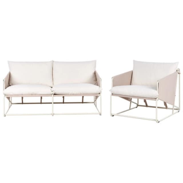Beliani Garden Sofa Set 3 Seater Ponte Metal Taupe