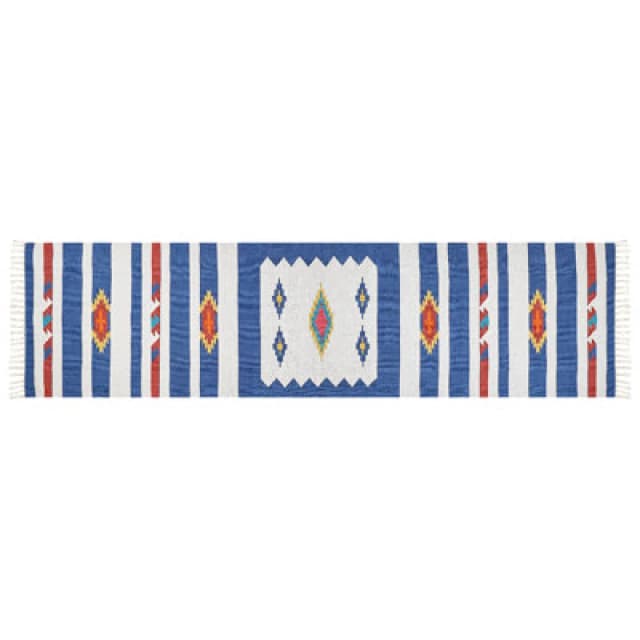 Beliani Rug Varser Multicolour 80 X 300 Cm Cotton Kilim