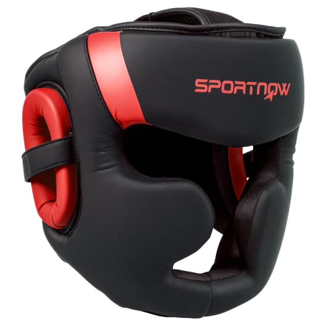 SPORTNOW Boxing Headguard w/ Adjustable Strap for Sparring Kickboxing Red