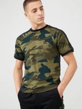 Adidas Originals Camo Print 3 Stripe California T-Shirt - Multi