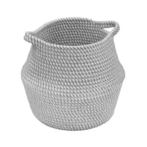 Jvl Edison Round Belly Cotton Rope Storage, Medium, Grey