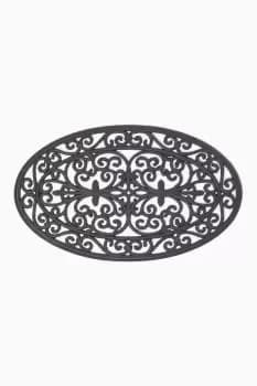 Black Wrought Iron Effect Parisian Oval Rubber Doormat