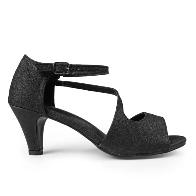 Where's That From 'Italy' Wide Fit Low Kitten Heel Crossover Strap Black