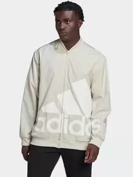 adidas Aeroready Essentials Giant Logo Woven Windbreaker, Silver Size M Men