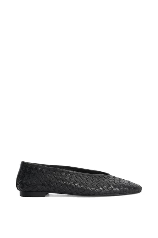 Dune London Womens 'Henlee' Leather Ballet Pumps in Black Size: 5 Black Female 5