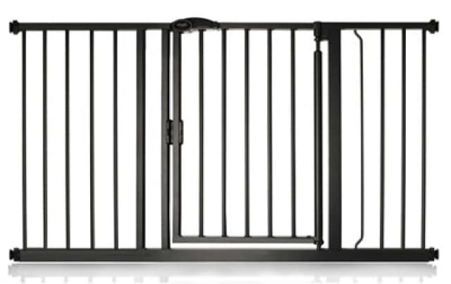 Safetots Pressure Fit Self Closing Stair Gate, 132.6Cm - 139.6Cm, Matt Black, Auto Closing Baby Gate, Safety Barrier