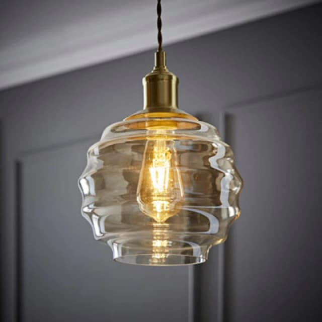 ValueLights ValueLights Patty Champagne Glass Easy Fit Ceiling Pendant Lamp Shade and Bulb in Light Sand Light Sand One Size Unisex 5059406067600