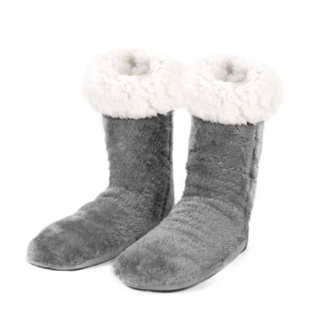 OHS OHS Teddy Fleece Non Slip Sherpa Slipper Lounge Socks in Charcoal Charcoal One Size Unisex 5027434184682