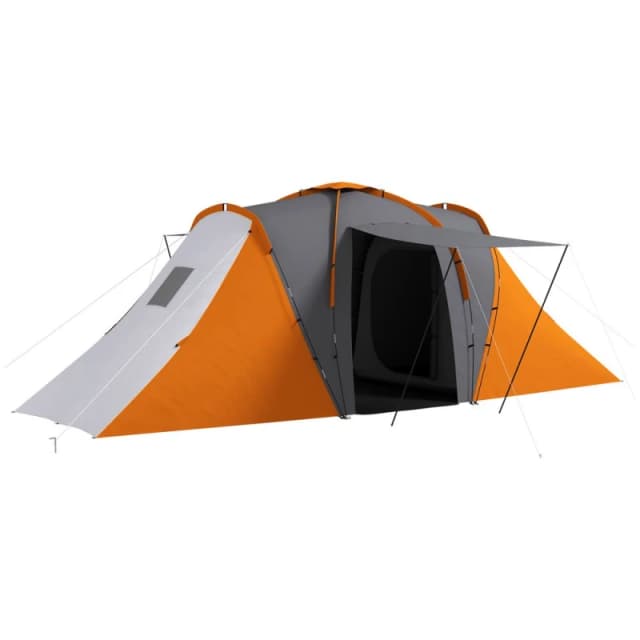 Outsunny 4-6 Man Camping Tent with 2 Bedroom and Living Area Orange