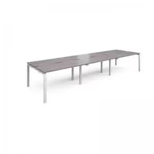 Adapt triple back to back desks 4200mm x 1200mm - white frame and grey