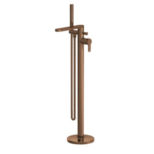 Balterley Round Freestanding Bath Shower Mixer Tap Kit Brushed Bronze Brown