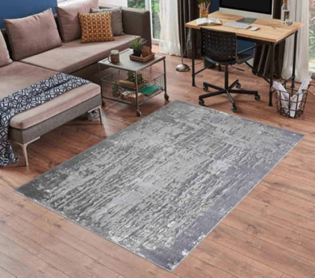 Serenity Modern Abstract Abrasion Contemporary Area Rugs Grey 60X220 Cm