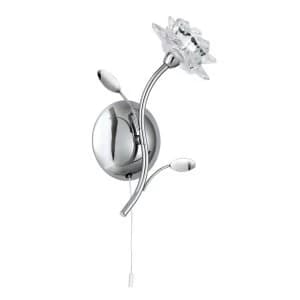 1 Light Flower Design Wall Lamp Chrome And Glass Shade, G9