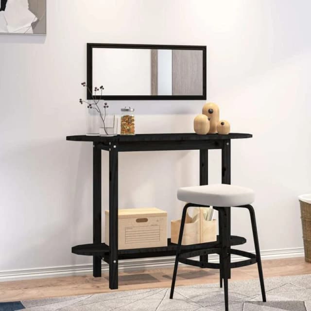 vidaXL Console Table Black 110x40x80cm Solid Wood Pine, Black 822301