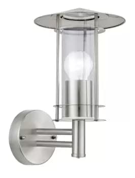 IP44 Outdoor Wall Light Stainless Steel & Glass Shade 1 x 60W E27 Porch Lamp