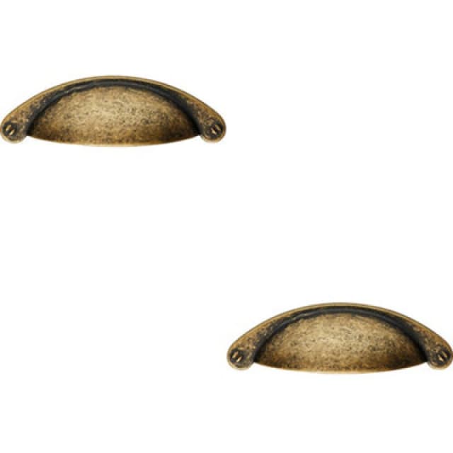 Loops 2x Traditional Cup Pull Handle 104 x 26mm 64mm Fixing Centres Antique Brass Metallics unisex