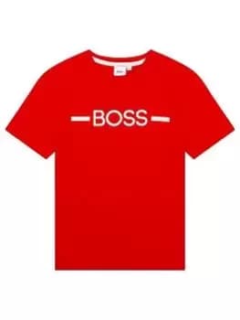 BOSS Boys Logo Short Sleeve T-Shirt - Bright Red, Bright Red, Size 4 Years