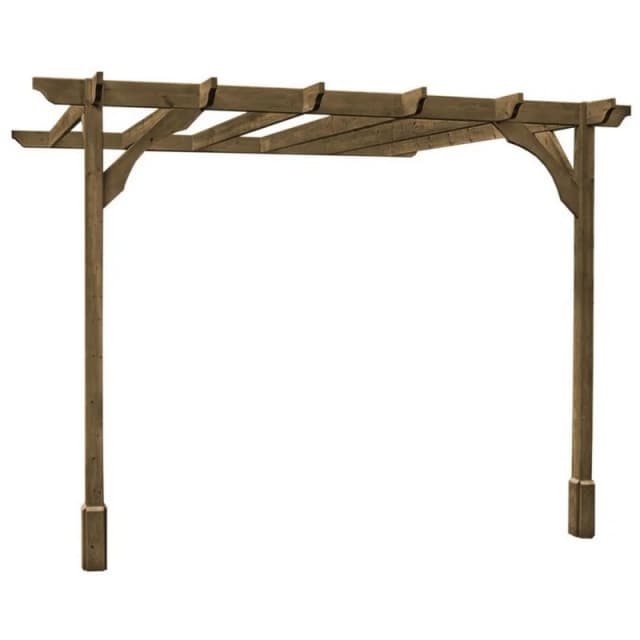 Rutland County Garden Furniture Ltd Wall Mounted Premium Pergola, Wood, L360 x W360 x H270cm, Rustic Brown Brown Unisex