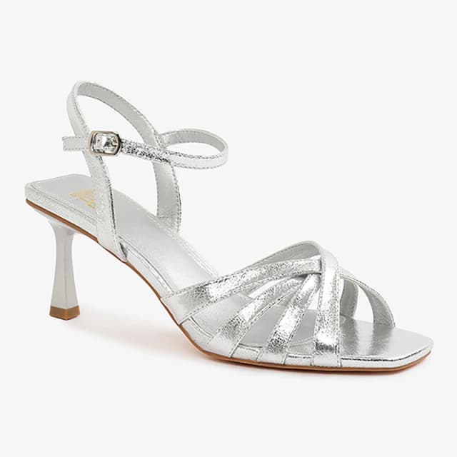 Where's That From 'Lizzo' Cross Over Multi Strap Adjustable Buckle Heel Silver