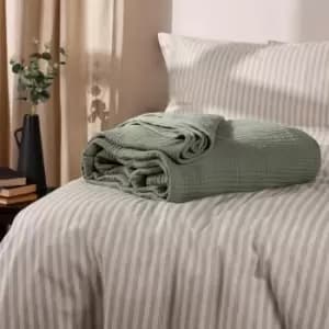 Lark Crinkle Cotton Throw Eucalyptus, Eucalyptus / 240 x 260cm