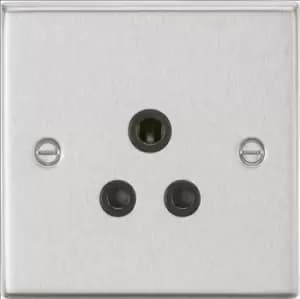 KnightsBridge 5A Unswitched Socket - Square Edge Brushed Chrome Finish with Black Insert