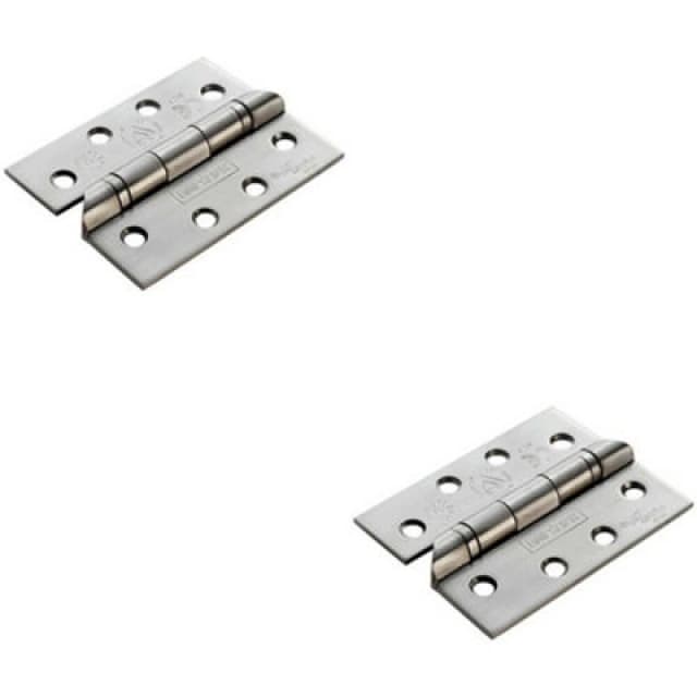 Loops 2x PAIR 102 x 76 x 3mm 13 Ball Bearing Hinge Stainless Steel Interior Door Metallics unisex