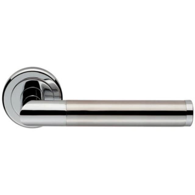 Loops PAIR Sectional Round Bar Lever on Round Rose Concealed Fix Polished Satin Chrome Multi