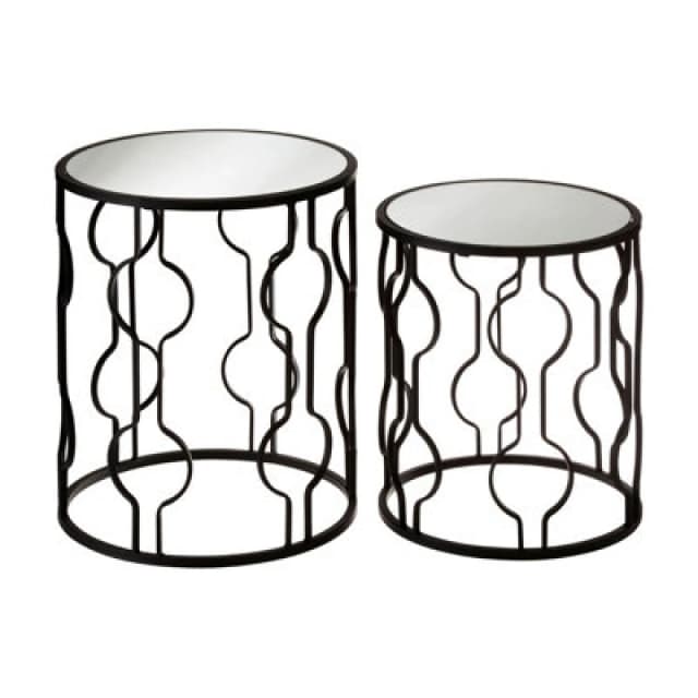 Premier Housewares Avantis Set Of 2 Table With Undulating Frames Black