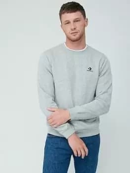 Converse Embroidered Star Chevron Left Chest Crew - Light Grey Heather, Light Grey Heather, Size L, Men
