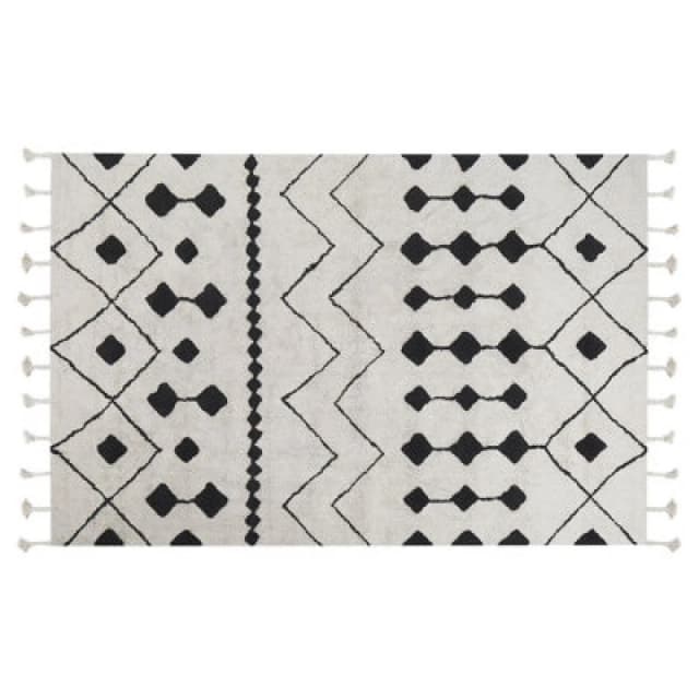 Beliani Rug Khemisset Off-White 140 X 200 Cm Cotton