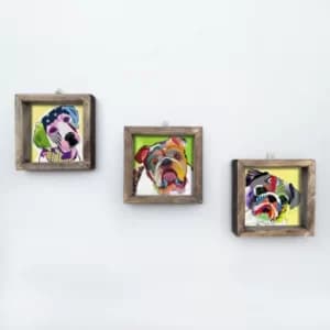 UKZM009 Multicolor Decorative Framed MDF Painting (3 Pieces)