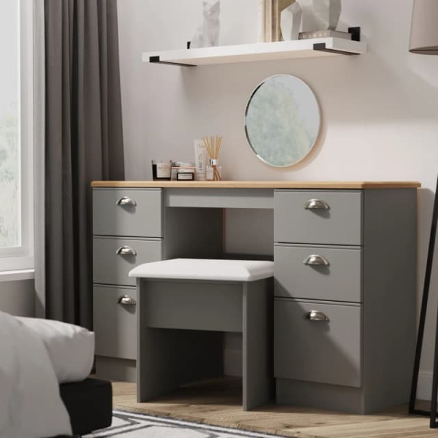 Ready Assembled 2 U Albert Double Pedestal Desk (Ready Assembled) in Dark Grey Size: Large Dark Grey Unisex Large