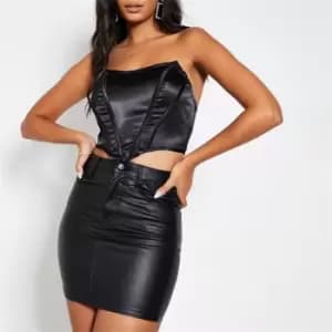 I Saw It First Coated Denim Mini Skirt - Black