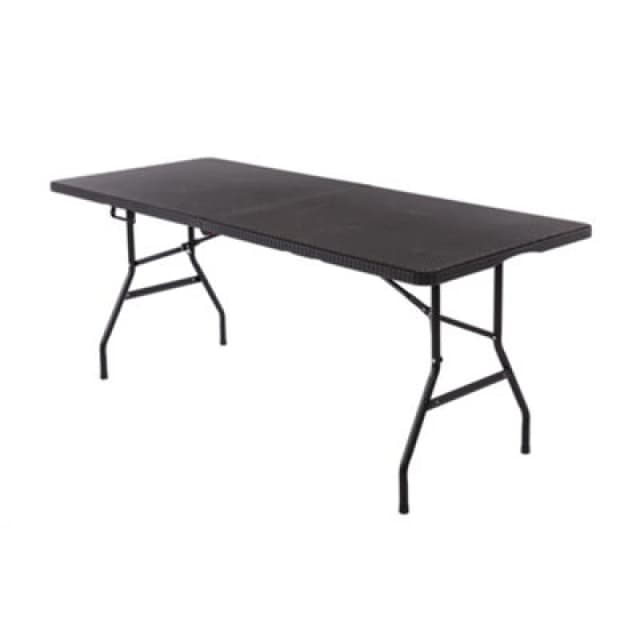 Oypla 6ft Folding Outdoor Rattan Trestle Table Black unisex
