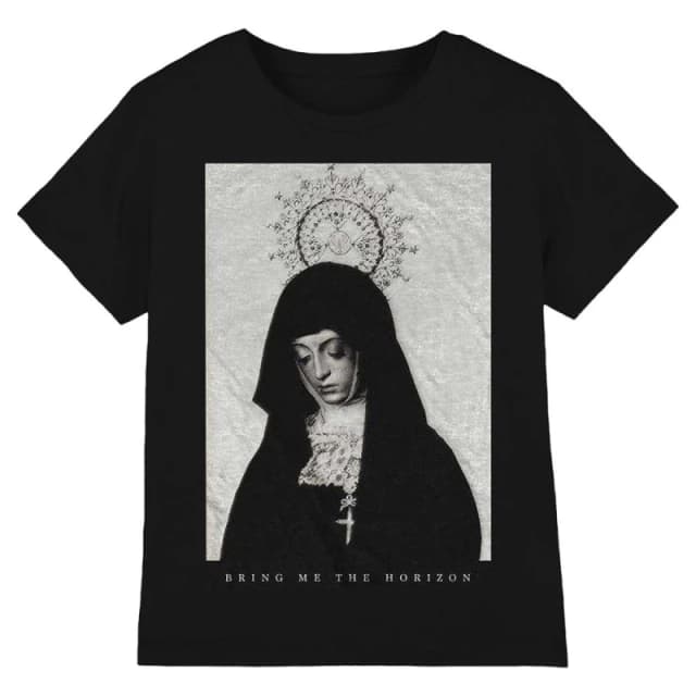 Bring Me The Horizon Mens Nun Cotton T-Shirt in Black Size: XL Black Male XL