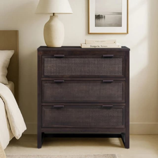 Teamson Home Hatteras Chest Of Drawers 3 Drawer Bedroom Dresser, Espresso