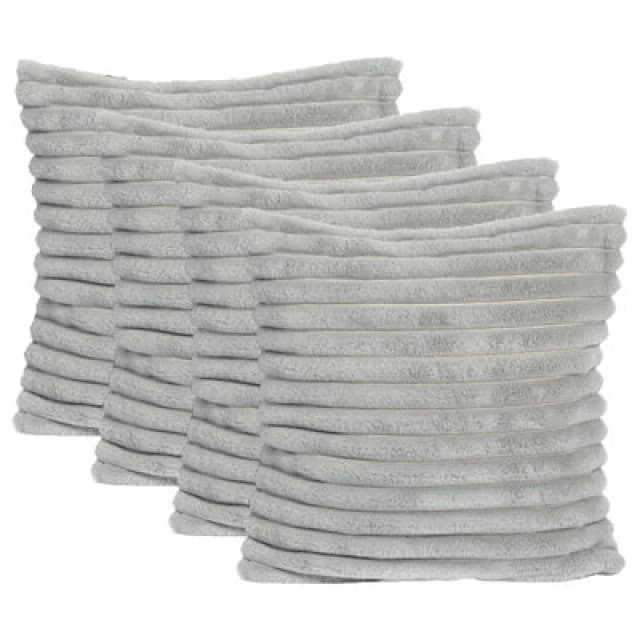 OHS OHS 2 x Faux Fur Thick Rib Filled Cushion Covers in Light Grey Size: 45cm x 45cm Light Grey 45cm x 45cm Unisex 5027434212408