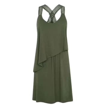 Biba Crochet Trim Dress - Khaki