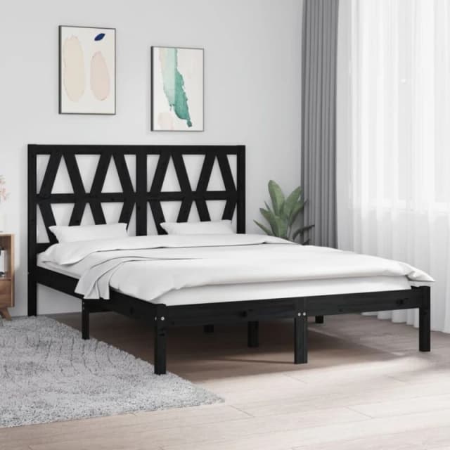 VIDAXL 3103982 Bed Frame without Mattress Black Solid Wood 140x190cm (810001+818624) Vidaxl 8720287027324