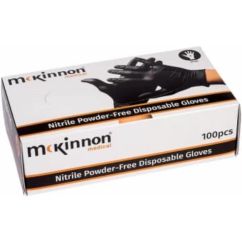 Medical Black Nitrile Powder-Free Examination Gloves Box 100 - Small - Mckinnon