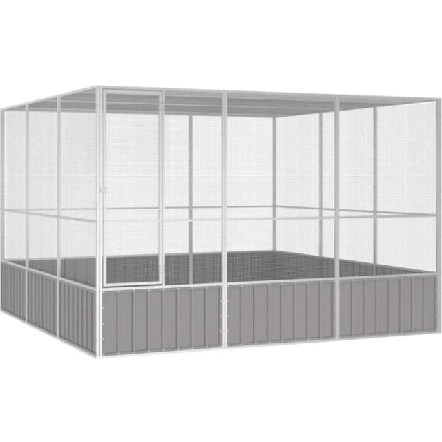 vidaXL Bird Cage Grey 302.5x324.5x211.5cm Galvanised Steel, Grey 171553
