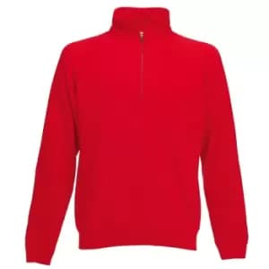 Fruit Of The Loom Mens Zip Neck Sweatshirt Top (S) (Red)