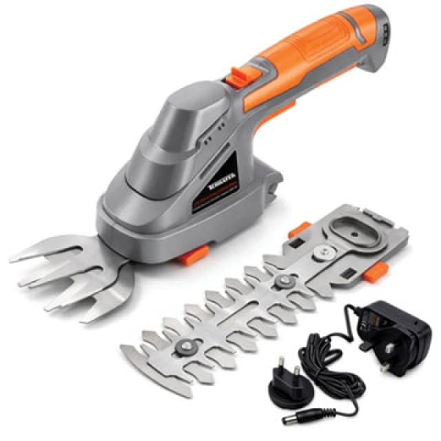 Terratek Hand Held Cordless Hedge Trimmer 2 In 1 Topiary Shears Li Ion Battery 7.2V