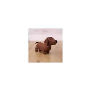 Novelty Sausage Dog Animal Doorstop Soft Plush Weighted Door Stopper Wedge Brown Fabric Home Decor Gift Heavy Duty Livingroom Bedroom Office Indoor