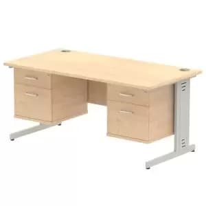 Impulse 1600 Rectangle Silver Cable Managed Leg Desk MAPLE 2 x 2