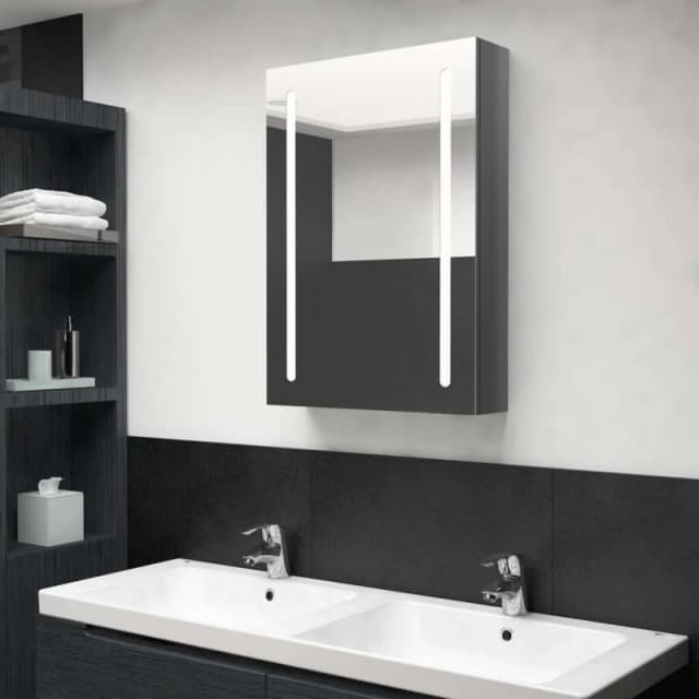 VIDAXL LED Bathroom Mirror Cabinet Shining Grey 50x13x70cm Vidaxl 8720286332610